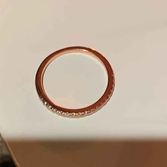 1.8mm Moissanite Half Eternity Ring 925 sterling silver layered 14k rose gold - Picture 3 of 6